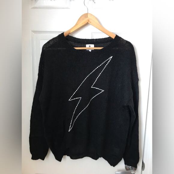 Sundry Lightning Bolt⚡️Embroidered Sweater Wool Mohair Size 1/ Small. - Picture 1 of 11